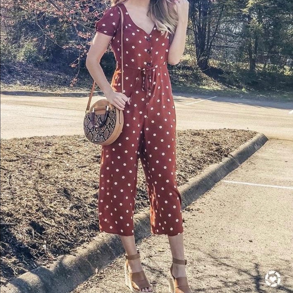 Xhilaration polka dot rust jumpsuit - cropped